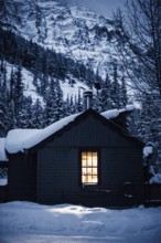 Winter road trip on the Icefields Parkway with lots of snow and ice, Banff National Park, Jasper