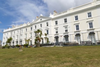 Historic terrace houses built c 1860s overlooking Plymouth Sound, Grand Parade, West Hoe, Plymouth,