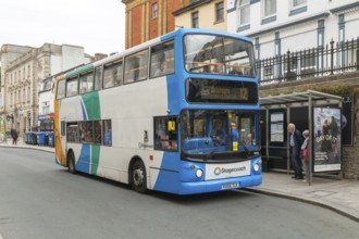 Dennis Trident Alexander ALX400 bus, Stagecoach double-decker service route 12 to Brixham, Torquay,