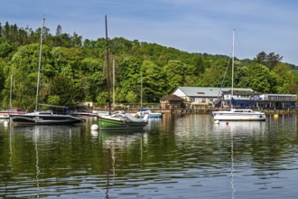 Boats on Windermere Lake, Fell Foot Park, Lake District, Cumbria, England, United Kingdom