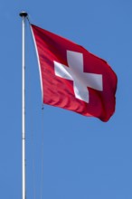 Swiss flag, Interlaken, Canton of Bern, Switzerland