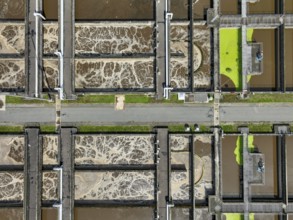 Germany - Wastewater treatment in a sewage treatment plant, clarifier with brown wastewater
