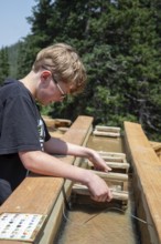 Colorado Springs, Colorado - A sluice along the highway to the Pikes Peak summit offers tourists a