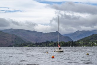 Boats on Ullswater Lake, Pooley Bridge, Lake District National Park, Cumbria, England, United