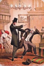 Wrong paternal care, father forbids a wedding, future bridegroom becomes violent, rich family,