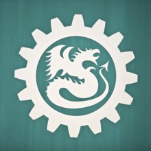 Logo of the Drachenfelsbahn, the oldest operated cog railway in Germany on the Drachenfels,