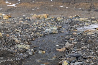 Former glacier area, stones, water, Cooper Camp, Spitsbergen, Svalbard
