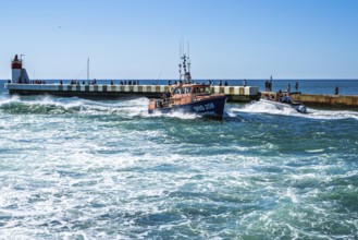 Boats on canal in Capbreton, Landes, Nouvelle-Aquitaine, France