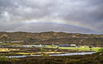 Rainbow over Sligachan Old Bridge, Isle of Skye, Scotland, UK