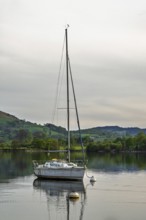 Boats on Windermere Lake and mountains, Ambleside, Lake District, Cumbria, England, United Kingdom