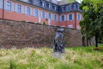 Lobdengau Museum, with sculpture La Protection, on the banks of the Neckar, Ladenburg, Rhine-Neckar