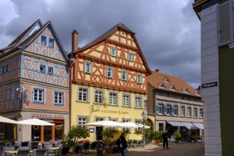 Half-timbered houses in the old town centre, Ladenburg, Rhine-Neckar district, Baden-Württemberg,