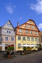 Hauptstraße, half-timbered houses in the old town, Ladenburg, Rhine-Neckar district,