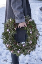 Advent wreath, Christmas wreath, Christmas decoration, Upper Bavaria, Bavaria, Germany