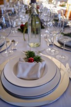 Festive table setting, Christmas table, Christmas decorations, Christmas tree baubles, Christmas,