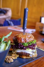 Burger, Food, Restaurant Dietmanns, Bad Tölz, Upper Bavaria, Bavaria, Germany