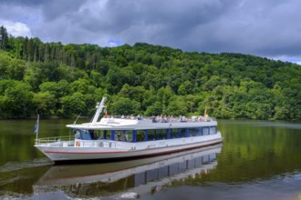 Excursion boat on the Rursee, Rursee boat trip, Rur dam, Rur reservoir, Einruhr, North Eifel,