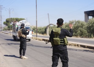 Syrian army military vehicles were destroyed as a result of Israeli airstrikes in Sweida city