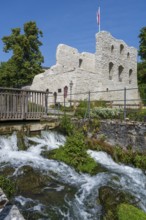 Castle ruins, Lippe waterfall, Bad Lippspringe, climatic health resort, North Rhine-Westphalia,