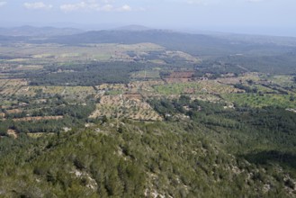 View from the mountain Puig de Sant Salvador near Felanitx, Majorca, Balearic Islands, Spain