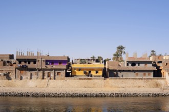 Houses on the banks of the Nile, Egypt