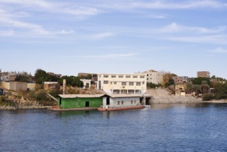 Houses on the banks of the Nile near Esna, Egypt