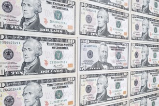 US dollar notes, 10 dollars, 50 dollars, banknotes