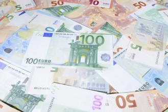 Various euro banknotes