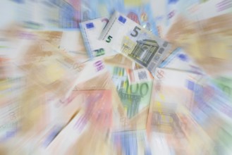 Various euro banknotes, zoom effect