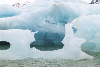 Iceberg, blue glacier ice, Konowbreen, Scandinavia, Svalbard