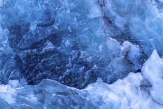 Blue ice structure of Fjortende Julibreen, 14th of July Glacier calving into Krossfjorden, Haakon