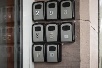 Key boxes for flat flats in the city centre of Bratislava, Slovakia