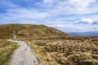 View from Nevis Range Mountains, Grampian Mountains, Fort William, Highland, Lochaber, Scotland, UK