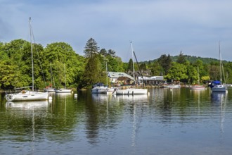 Boats on Windermere Lake, Fell Foot Park, Lake District, Cumbria, England, United Kingdom