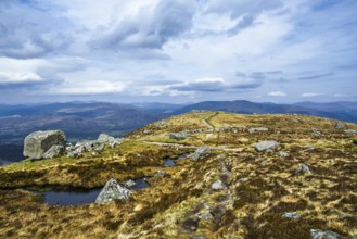 View from Nevis Range Mountains, Grampian Mountains, Fort William, Highland, Lochaber, Scotland, UK