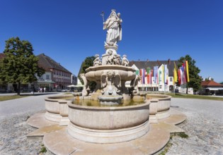 St Mary's Fountain on Kapellplatz, place of pilgrimage, Altötting, Upper Bavaria, Bavaria, Germany