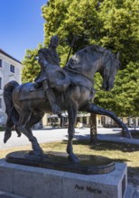 Equestrian statue, Field Marshal Tilly Monument on Kapellplatz, place of pilgrimage, Altötting,