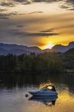 Sunset over Windermere Lake, Ambleside, Lake District, Cumbria, England, United Kingdom