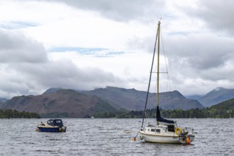 Boats on Ullswater Lake, Pooley Bridge, Lake District National Park, Cumbria, England, United