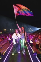 Bahar Kizil and Senna Gammour from the band Monrose at the 47th Christopher Street Day under the