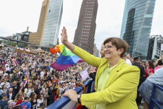 Saskia Esken (former SPD party chairwoman) on one of the floats at the 47th Christopher Street Day