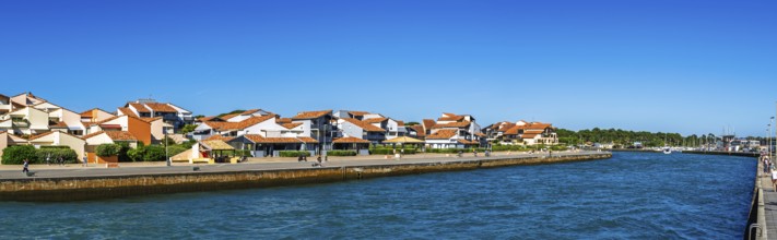 Panorama of canal in Capbreton, Landes, Nouvelle-Aquitaine, France