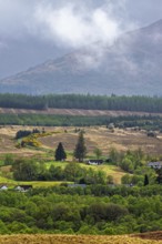Nevis Range Mountains from Commando Memorial, Grampian Mountains, Fort William, Highland, Lochaber,