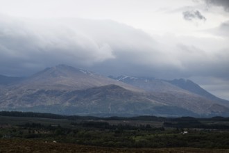 Nevis Range Mountains from Commando Memorial, Grampian Mountains, Fort William, Highland, Lochaber,