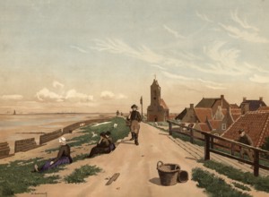 North Sea, beach scene near Wierum, village in the municipality of Noardeast-FryslÃ¢n in the Dutch
