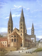 Bamberg Cathedral, Bamberg, Upper Franconia, Bavaria, Germany, authentic reproduction of a school