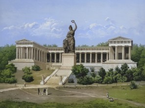 Hall of Fame and Bavaria, Munich, Bavaria, Germany, authentic reproduction of a school mural,