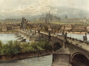 View of Prague, Czech Republic, Czech Republic, authentic reproduction of a school mural,
