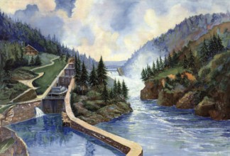 Shipping lock, Vrangoss Telemark, Vrangfoss is the name of the largest lock of the Telemark Canal