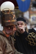 Alchemist, fire, medieval clothing, medieval market, city of Esslingen, district of Esslingen,